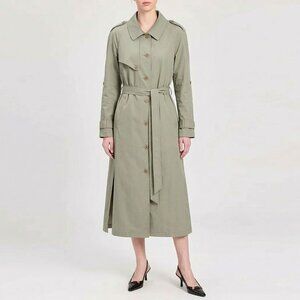 Vintage Water Street Trench Coat Khaki Nylon Packable 80s Long Jacket  80s